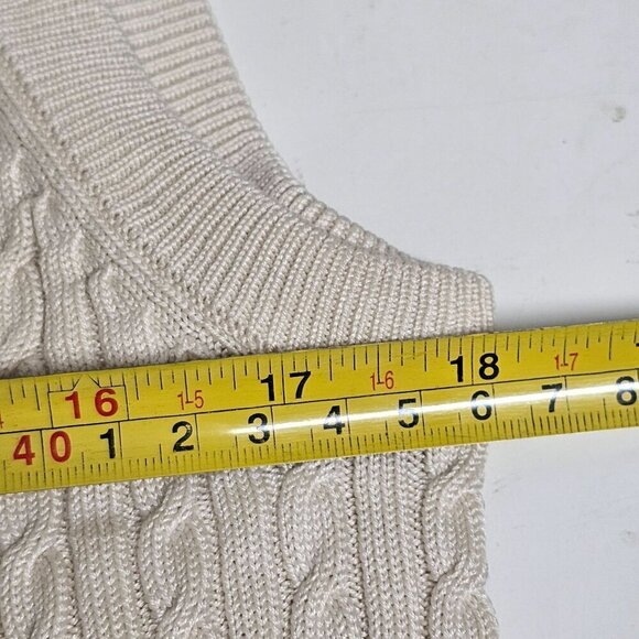 1990s Vintage Lady Player Beige Cable Knit Sleeveless Sweater Vest Silk Womens M - Picture 4 of 8